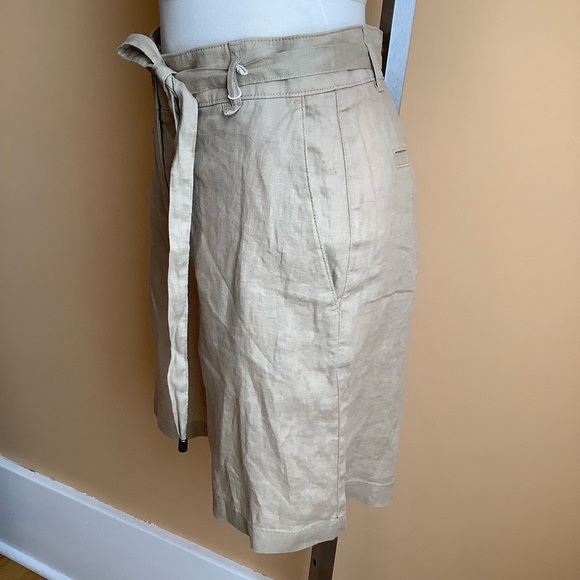 ESPRIT Tan Belted Linen Bermuda Shorts Size 6 - Picture 3 of 16